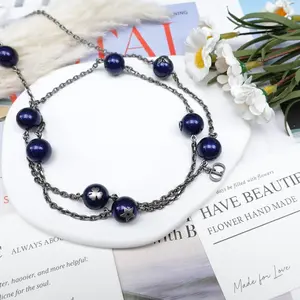 Pre-owned Dior GoldTone Blue Resin Long Necklace T10290809