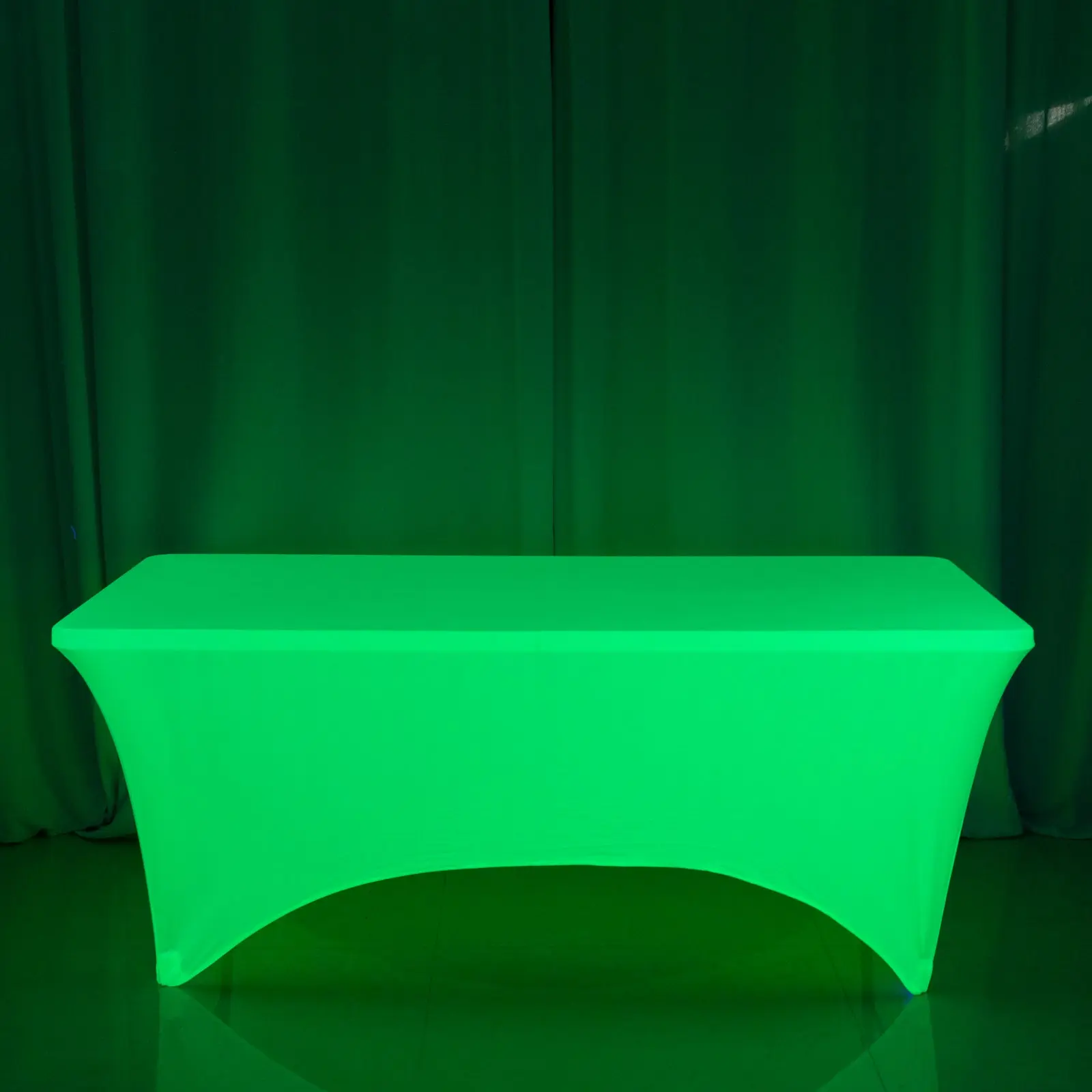 Glow Neon Green Fitted Tablecloth – 6ft Spandex, Wrinkle-Free Cover for Rectangular Tables