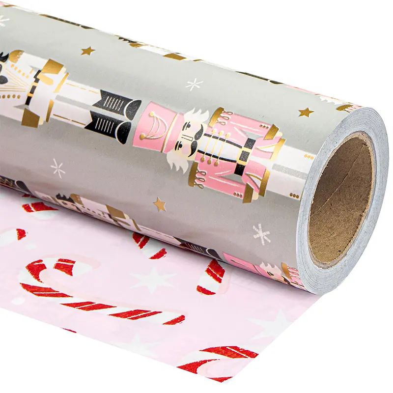 【Buy 2 Get 4 Free】WRAPAHOLIC Christmas Wrapping Paper Roll, Reversible Holiday Gift Wrap with Cute Christmas Designs, Nutcracker, Santa, Gingerbread & Gnome Patterns, 17 in x 33 ft Premium Paper for Family Gifts, Kids Presents & Holiday Parties