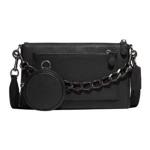 COACH Holden 25 Pebbled Leather Chain Strap Crossbody Bag with Zipper Closure for Men