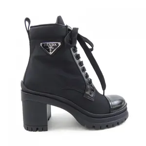 Pre-owned PRADA Patent Leather Small Leather Goods 1T708M Brushed Leather Nylon Boots