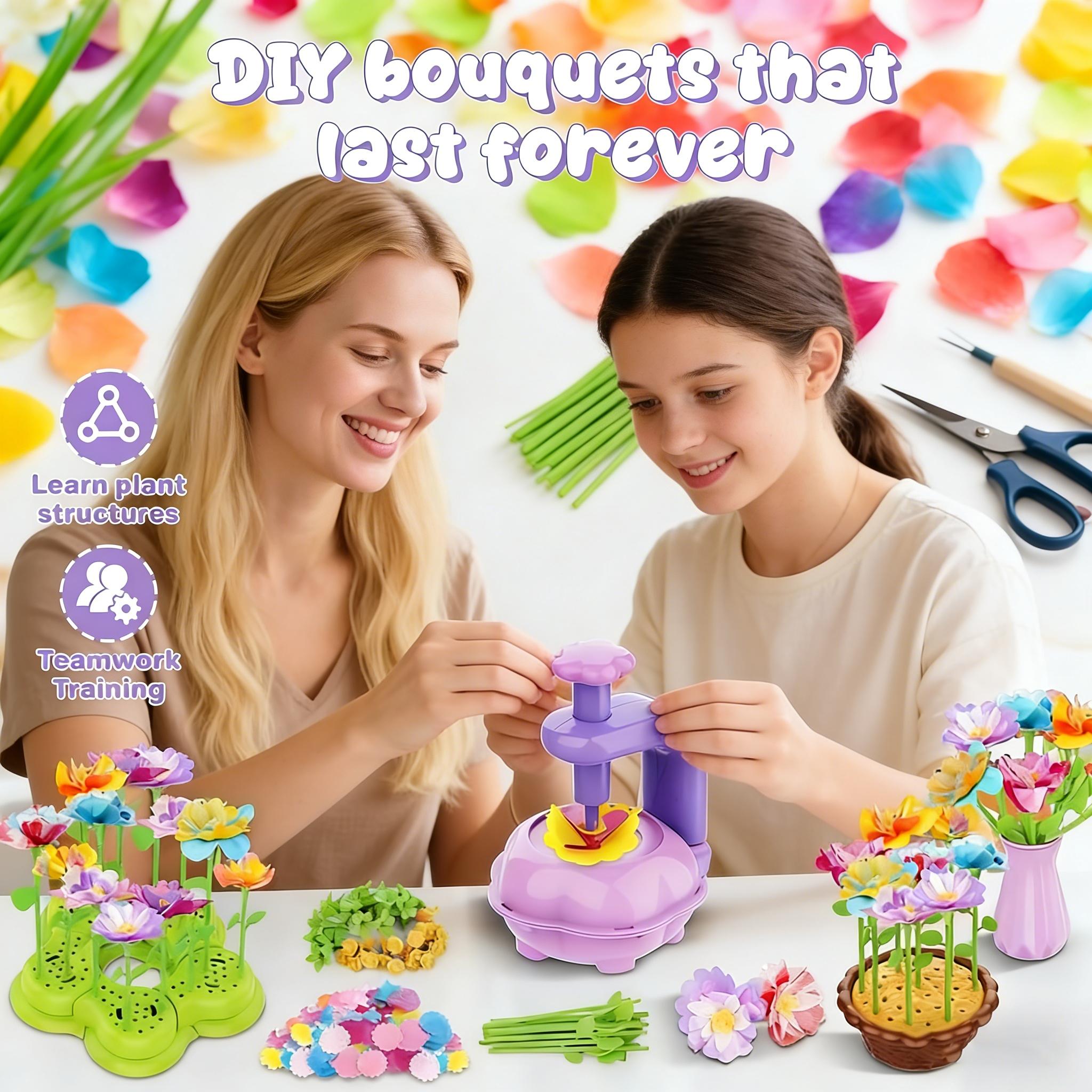 DIY Flower Bouquet Craft Kit for Kids – Colorful Build & Arrange Floral Set, Educational Creative Activity Toy, Birthday Gift for Girls Boys with 3 4 5 6 7 8 9 10 11 12 Years Old