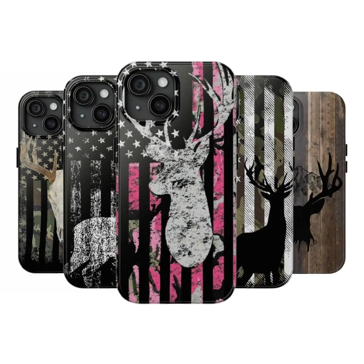 Deer Antler American Flag Phone Case – Rustic Camo Style Cover – Cool Gift for Him, Outdoor, Hunting, or Streetwear Fans Suitable for iPhone 17-11 Pro Max/Plus and  Samsung Galaxy S23-25