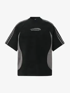 Thesupermade Suede Panel Thesupermade Embroidered Short Sleeve T-Shirt - 2616