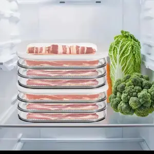3-Layer Stackable Refrigerator Food Storage Box with Lid - Meat Cheese Bacon Cold Cuts Container for Kitchen Organization