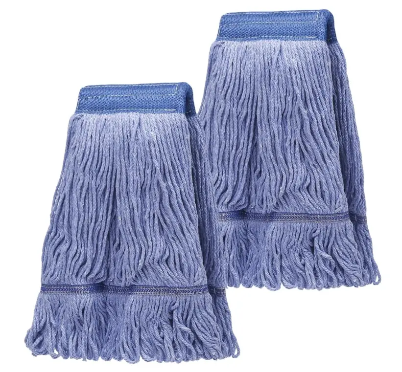 2 Pack Mop Head Replacement, Cleaning Heavy Duty Mop Head Commercial Replacement, Wet Industrial Blue Cotton Looped End String Head Refills, Heavy Mop Replace Head, for General and Floor Cleaning