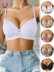 Ecomilky Women's Sexy Lace Push-Up Bra Multi-Pack - Underwire Elegant Lingerie, Hand Wash Only, Suitable for Daily & Special Occasions, All-Seasons Wear, Bras For Women, Push Up Bras For Women
