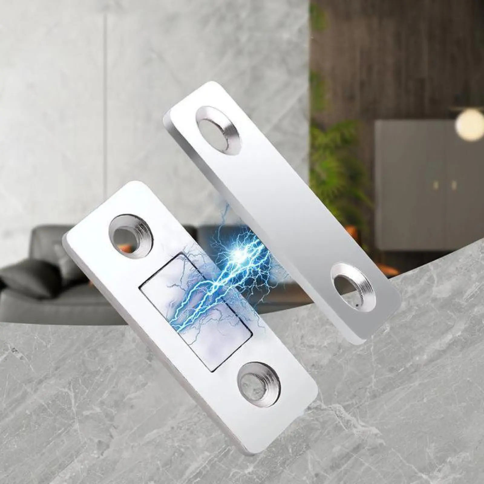 Automotive & Motorcycle Cabinet Magnetic Latch, Tool-Free 3-Step Stick-On No-Punch Installation, Works on Wooden/Glass/Metal Doors, Car Interior Furniture DIY Hardware, Tool-Free Installation