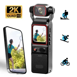 2K Pocket Camera, 180° Rotating Motion Camera with 6x Zoom, 1.69-inch Screen, High-definition 1080P Portable Motion Handheld Camera, Action Camera, Vlog DV Camera with LED Night Vision Function, Outdoor Sports Camera, for Outdoor Skiing, Cycling Hiking