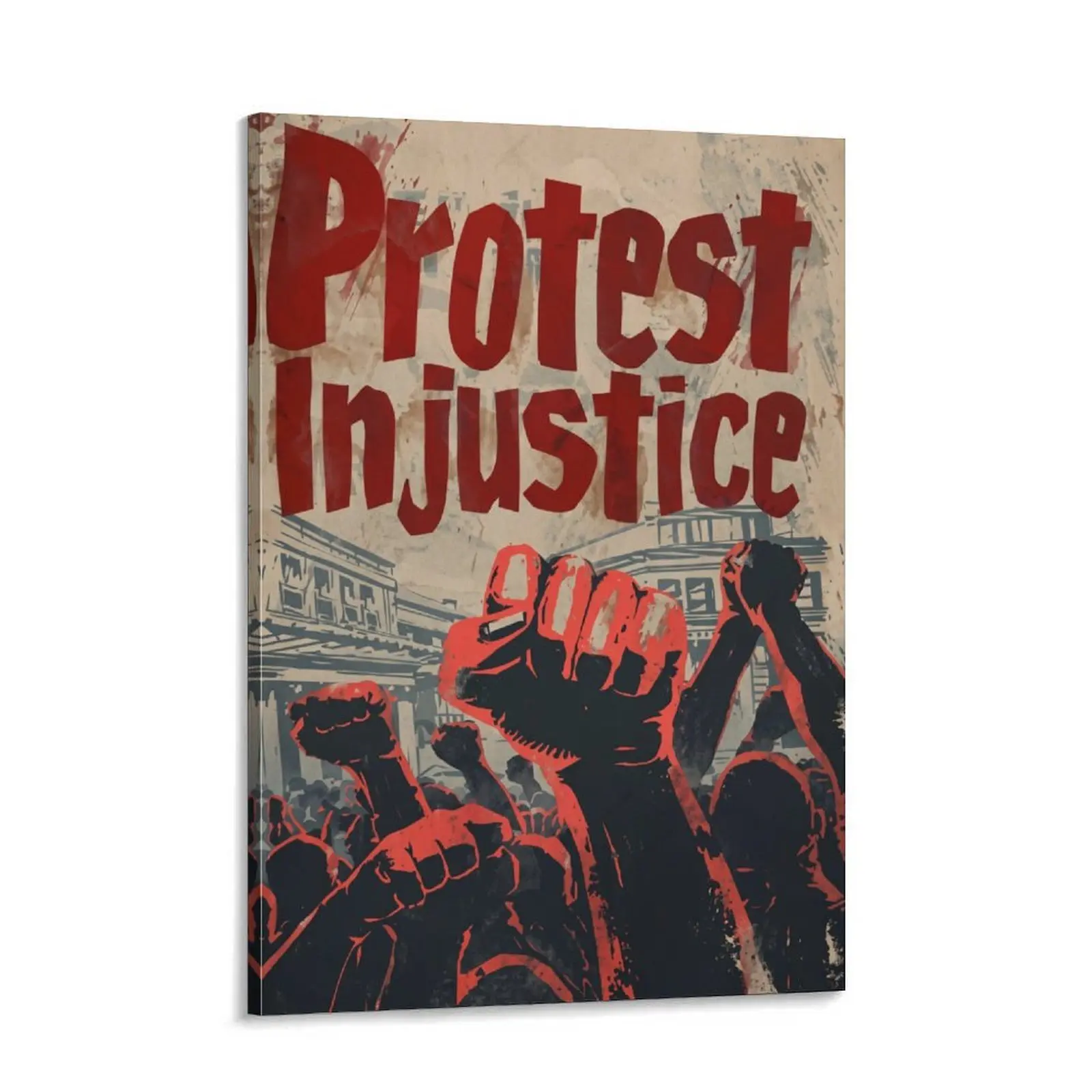 Activists' Political Injustice Protest Graphic Poster - Unframed Canvas Wall Art, Inspirational Room Decor, Statement-Making Print for Those Who Want to Make a Statement, Home & Office Supply