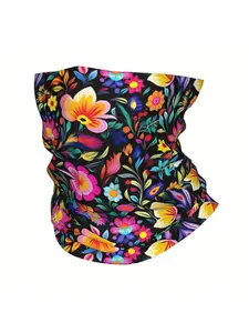 Neck Scarf with a Mexican Floral Bohemian Design for Face Covering, Accessories