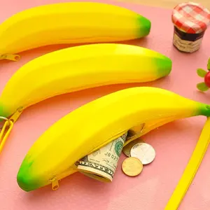 1Pc Creative Banana Zipper Coin Purse Realistic Fruit Design Handheld Banana Wallet Decoration