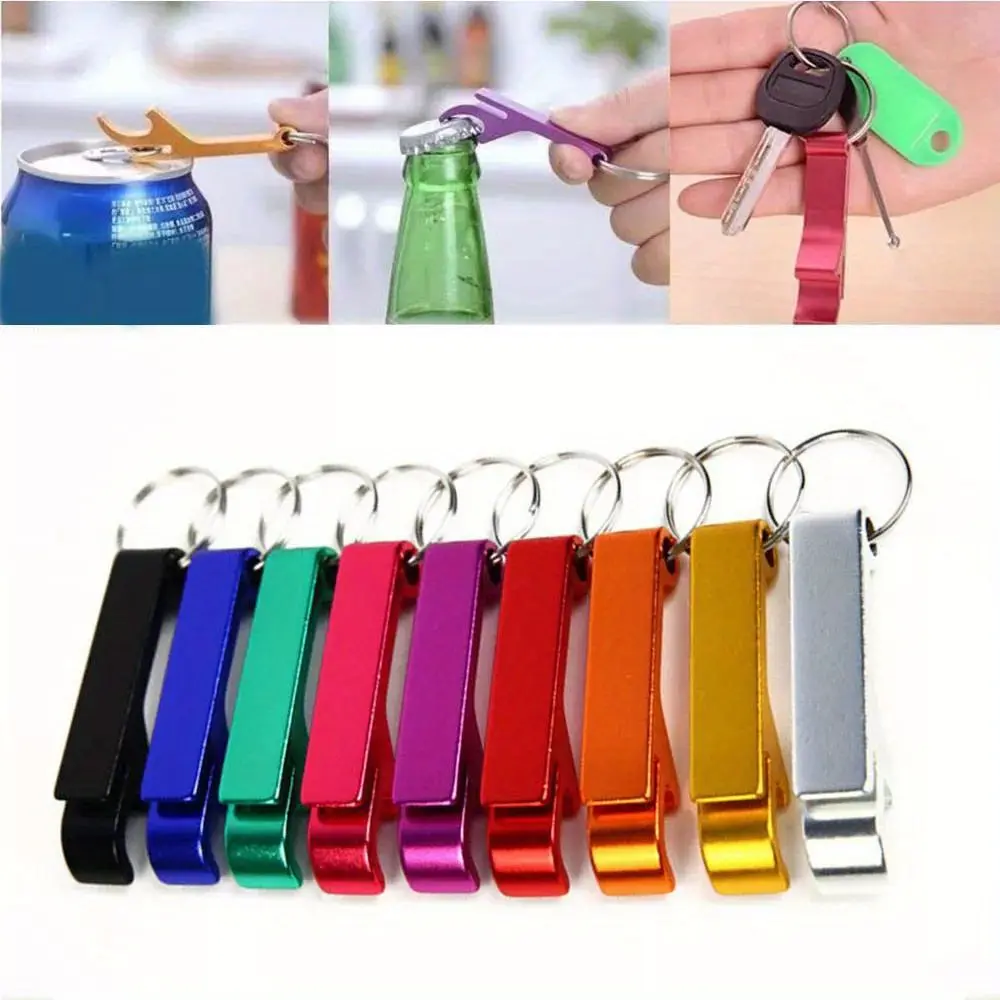 10pcs Aluminum Premium Compact Keychain Bottle Openers, Lightweight Portable Sturdy Durable, Practical Bartender Bar Tool for Home Party Camping, Easy-Carry Mini Home Supplies Accessory for Beverage Opening