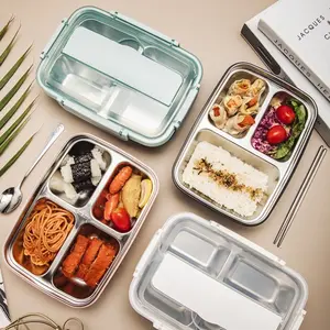 Stainless Steel Lunch Box for Students and Adults, Portable Sealed Large Compartment Bento Box, Non-Toxic Divided Food Container, with Chopsticks, Leakproof Lunch Box