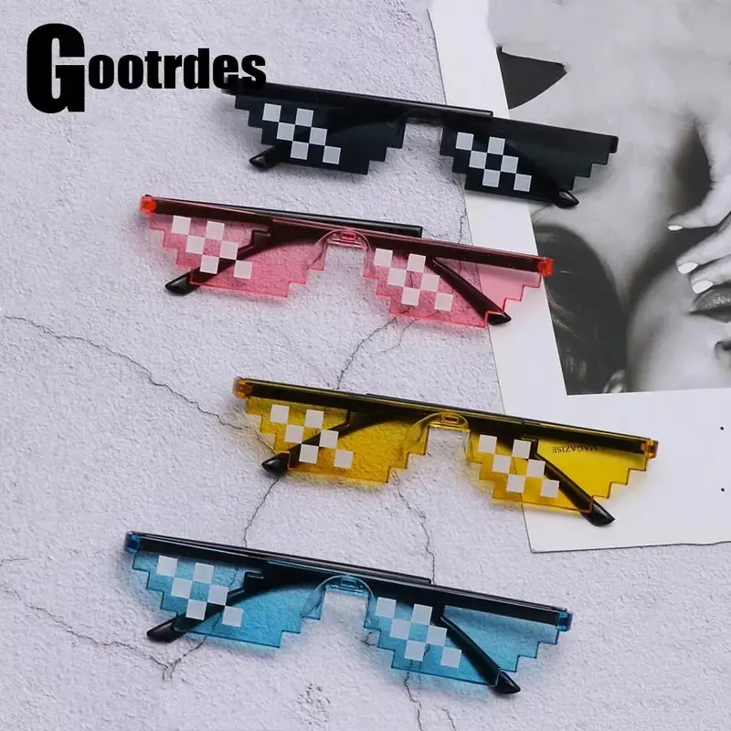 New Mosaic Pattern "Thug Life" Pixel Sunglasses, Retro 8-Bit Game Robot Design, Party Wear Cosplay Props for Birthday Gifts (Festive & Party Accessories)