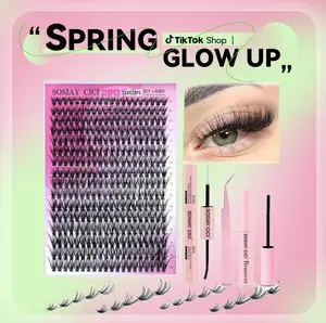 Eyelash Extensions Set Natural Look, Summer Gifts, Trending Products, 1 Set Fluffy False Eyelashes Extensions Set & Tweezers & Glue & Eyelash Remover, Professional Makeup Accessories for Women kawaii  lashes