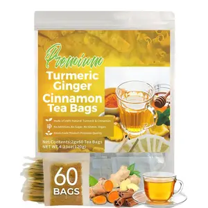 180 bags Turmeric Tea Herbal Anti-Inflammatory Tea, 100% natural, eco-friendly tea bags.Contains turmeric, ginger, and cinnamon.Biodegradable tea bags.Sugar-free, caffeine-free, gluten-free, vegan healthy beverage.good herbal remedy