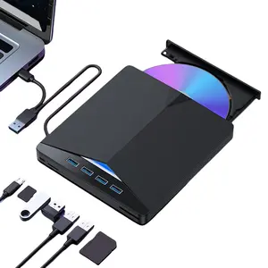 7 In 1 USB3.0 Type-C External Mobile Drive CD DVD Burner Plug-and-Play Slim for Windows 11/10/8/7/Linux/ OS