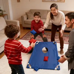 Red And Blue Portable Corn Hole Game Set, Foldable And Durable, Including 6 Bean Bags And 1 Storage Bag, Christmas Gift Box Training Throwing Game