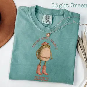 Comfort Colors The Only Squat I'm Doin' Is Diddly Shirt | Funny Cowboy Frog Shirt | Western Humor | Lazy Gym Shirt | Sarcastic Western