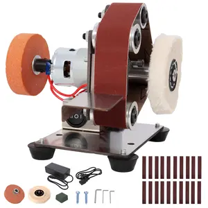 Donext Mini Electric Belt Sander & Knife Sharpener - 96W 7-Speed Adjustable Compact Bench Grinder for DIY Polishing of Stainless Steel, Metal, with Included Sanding Belts