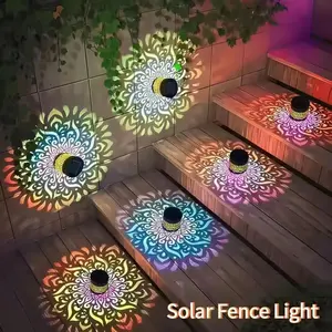 2pcs  Solar Mandala Projection Wall Lamp, Waterproof Metal LED Sconce, Weather Resistant Ambient Lighting, Decorative Outdoor Fixture For Garden, Patio, Backyard And Courtyar