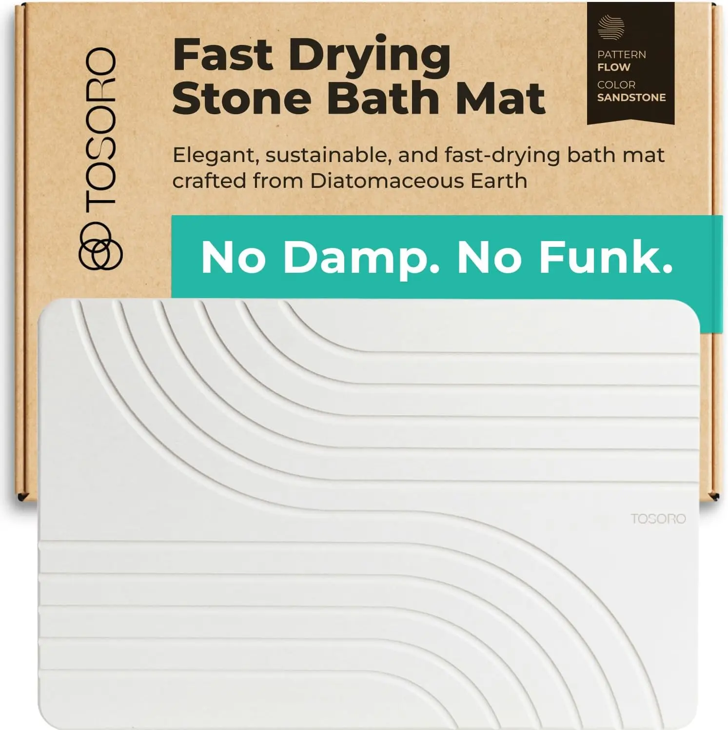 Diatomaceous Earth Bath Mat – Non-Slip Absorbent Stone Shower Mat for Bathroom Floor, Quick-Drying & Easy to Clean with Natural Diatomite