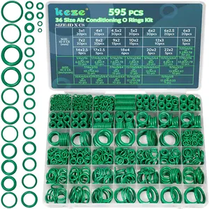 KEZE Air Conditioning O Ring Kit – 595PCS Rubber Seal Assortment for Automotive A/C, Compressor & Plumbing Repair