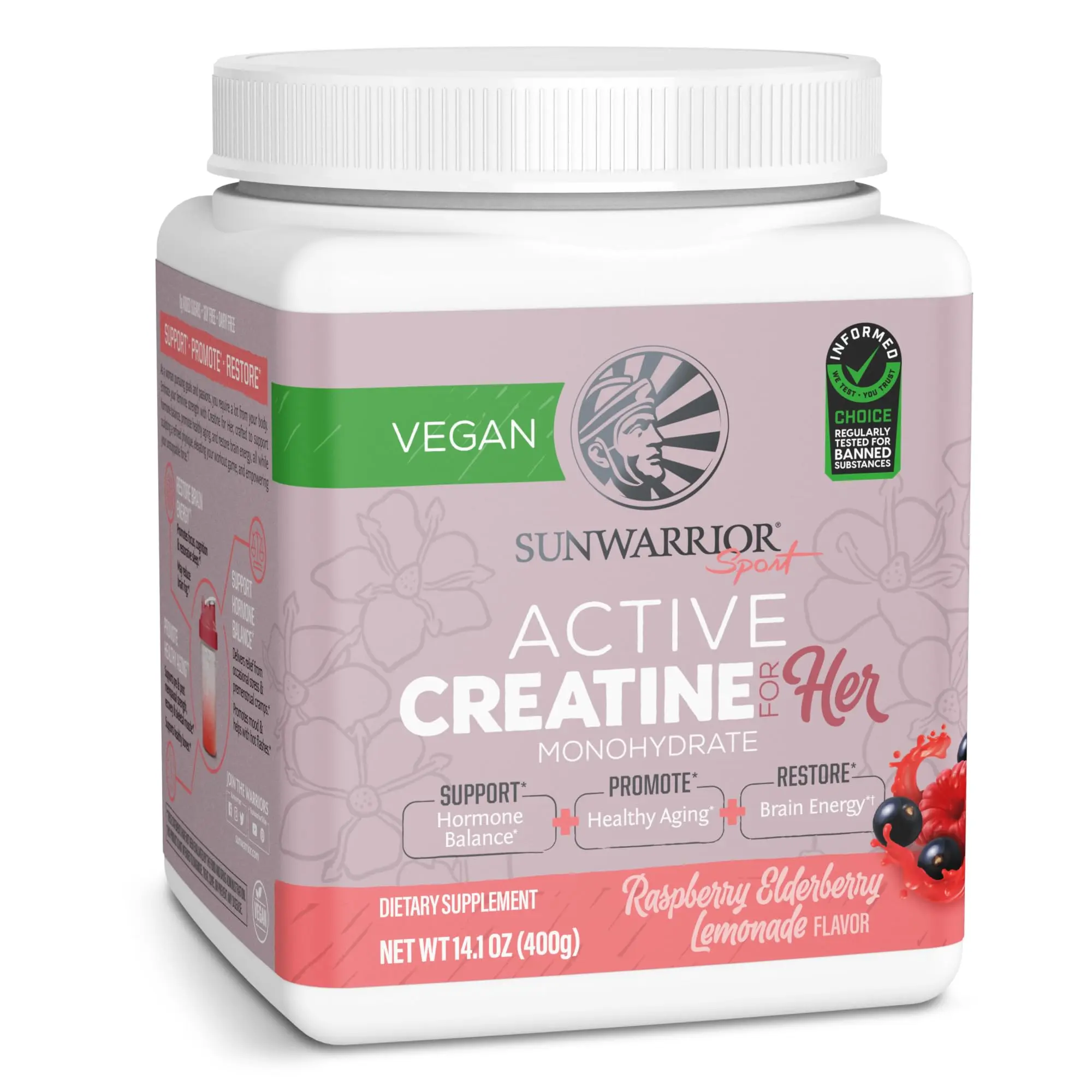 Sunwarrior Active Creatine Monohydrate Protein Powder for Women 370g - Micronized, Pre-Workout & Post-Workout Shake, Vegan, Easy to Mix - Healthcare, Supplement (50 Serve)