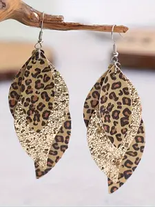 Vintage Leopard Print Sequin Earrings, Animal Print Earrings, Statement Earrings, Women's Fashion Jewelry, Sparkling Party Accessories, Stylish and Elegant Design