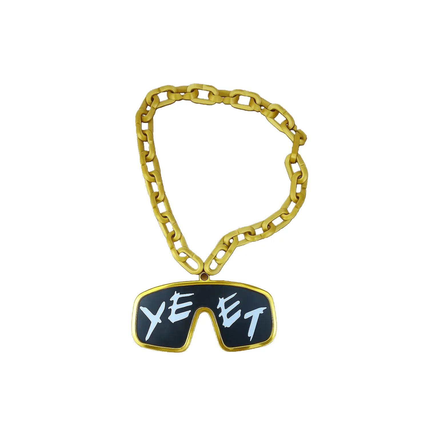 Gold Jey Uso Yeet Glasses Fan Emblem Inspired WWE Wrestling Bling Necklace Chain 32"