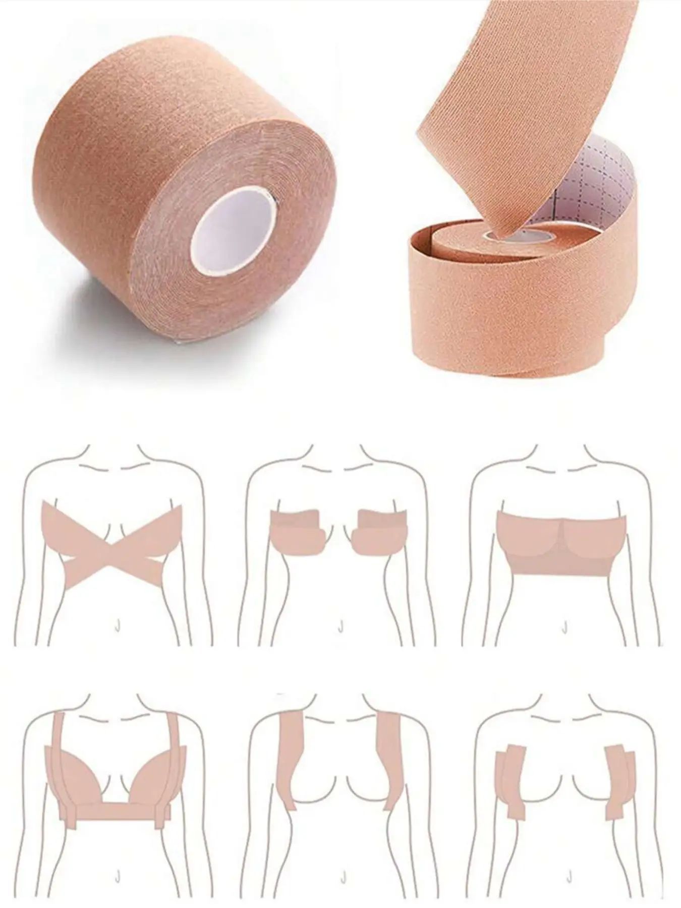 Breast Lift Pads & Firming Tape Set, Boob Pads, Bra, Breathable Chest Enhancer for A-E Cups, Party Style Fitness Accessories, All Seasons Use, Lift Padding