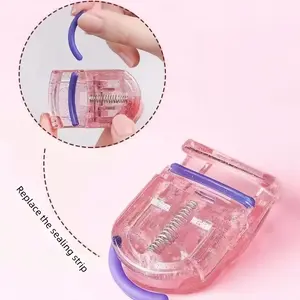 1pcs Shining Pink Eyelash Curler with 1 Piece Replacement Tape, Beginner's Eyelash Curler, Long-lasting Hold - Sunflower Eyelash Curler, Portable Eyelash Curler, Enhance Eye Makeup Effect, Big Eyes Specialized Women's Eyelash Curler Flash Powder