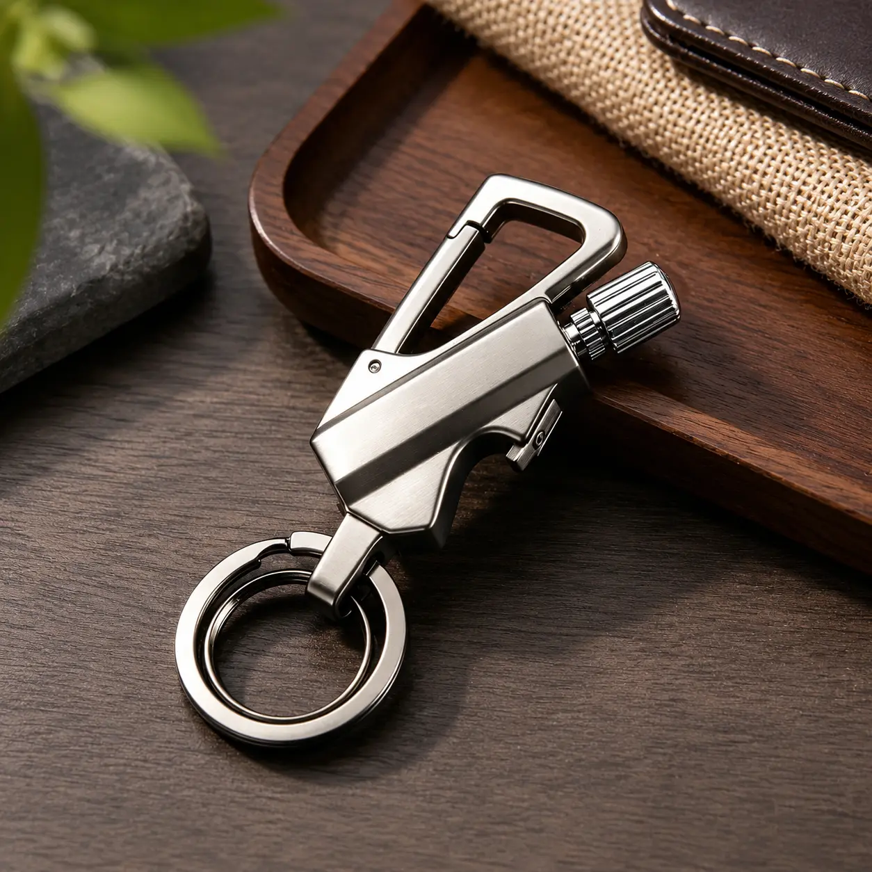 Multi-Tool Keychain with Bottle Opener & Match Lighter, Waterproof Refillable Survival Keychain, Heavy Duty Metal Carabiner Clip for Camping, Hiking, Fishing, Outdoor Gear, Gifts for Men