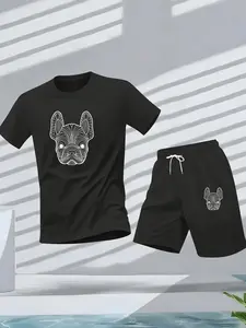 Street Style Print T-Shirt and Shorts Set for Men, Loose Fit Casual Sports, Couple Summer Wear, Two-Piece Set, Outfits, Clothes