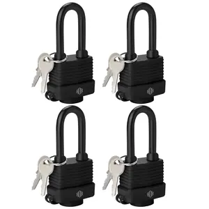 HOX Weather Resistant Padlocks – 40mm Laminated Steel, Chrome Plated with 2-inch Shackle, Vinyl Wrapped, Hardened Steel for Extra Security