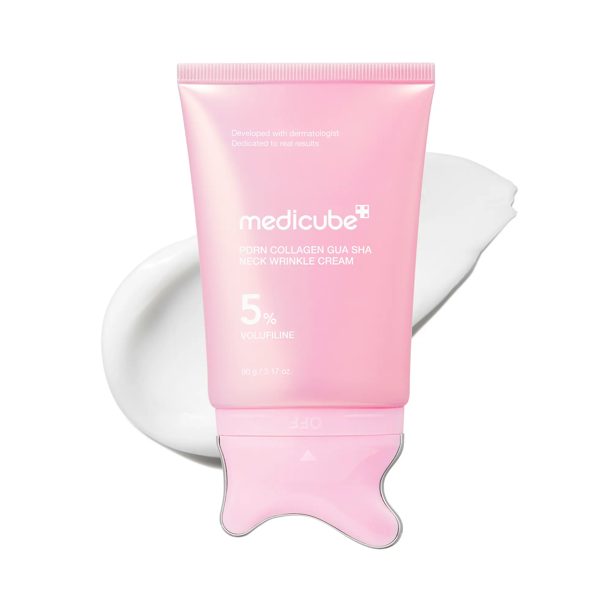 [NEW] [medicube] PDRN Collagen Gua Sha Neck Wrinkle Cream | Built-In Gua Sha Massager with Volufiline 5% + PDRN | Firming, Contour Care for the Look of Fine Lines, Jawline, Neck, Décolleté,Underarms, Chest, Legs, Shoulder | Massage Cream | Korean Skincare