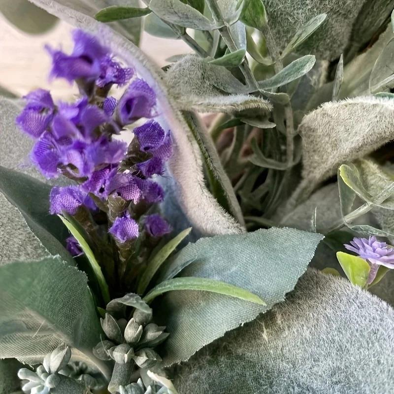 Year-Round Wreaths Made of Lamb'S Ear and Lavender Spring Farmhouse Door Wreaths Wreaths of Lavender with Berries and 'S Breath