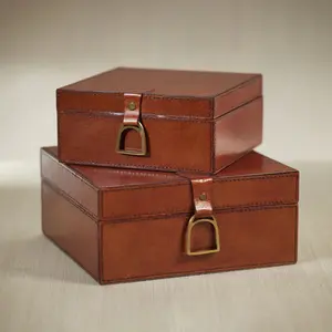 Zodax The Connaught Leather Box, Square 8x8x4 Small