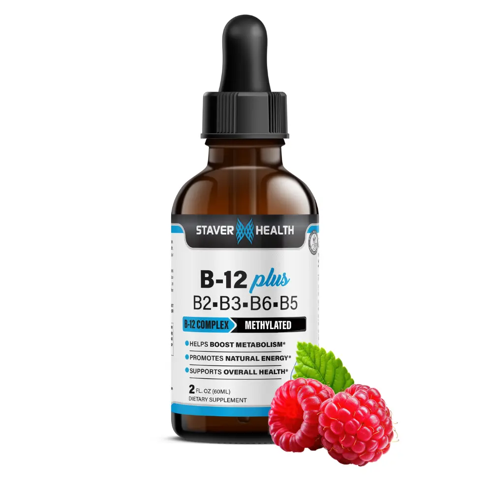 B Complex Drops Methylated - B12 Plus -  B2, B3, B5, B6, B12 - Staver Health B12 Complex Drops - Methylated Vitamin Supplement