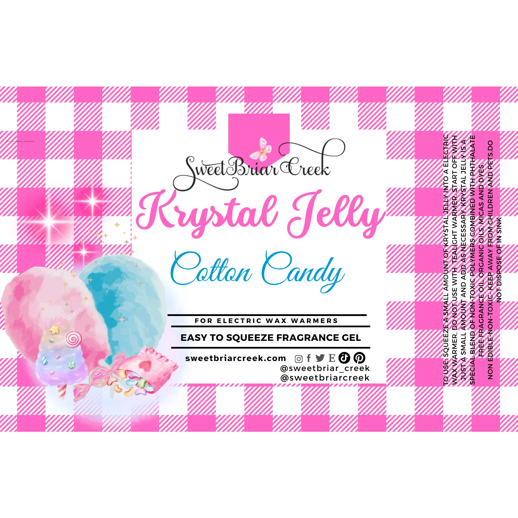 Cotton Candy Krystal Jelly Squeeze for wax warmers. Aroma Candle