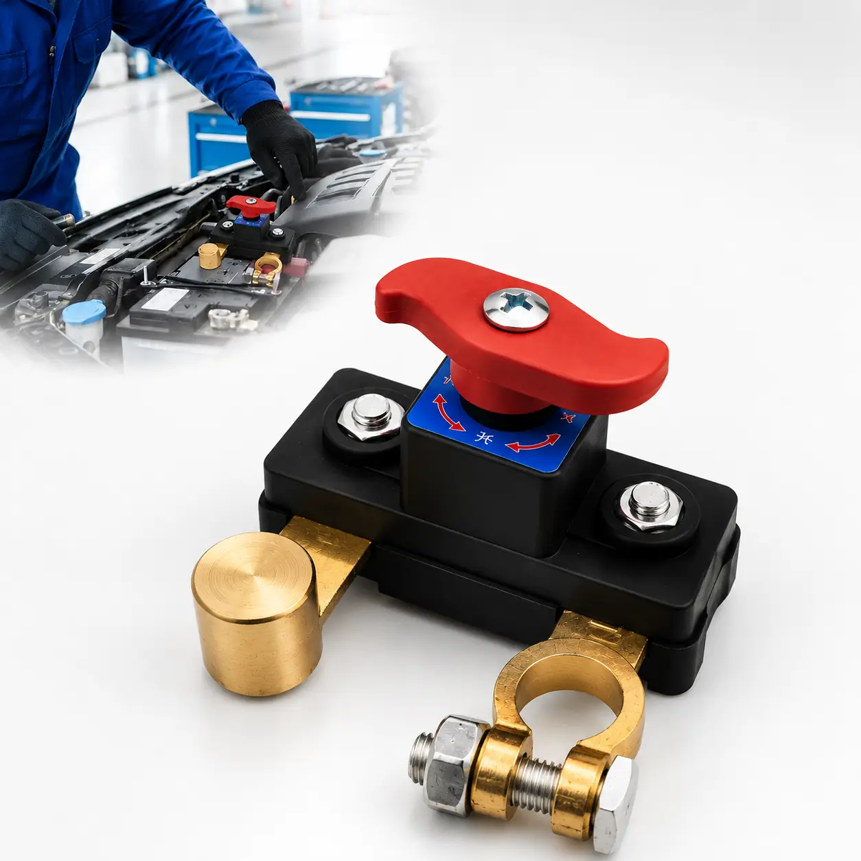 Universal Pure Copper Battery Disconnect Switch - 1-Piece Automotive Electrical Fitting, Compact, Easy Install, Quick Cut, Flexible Control, Safe Power Off for Conventional Vehicle Battery Circuits & Mobile Equipment Maintenance