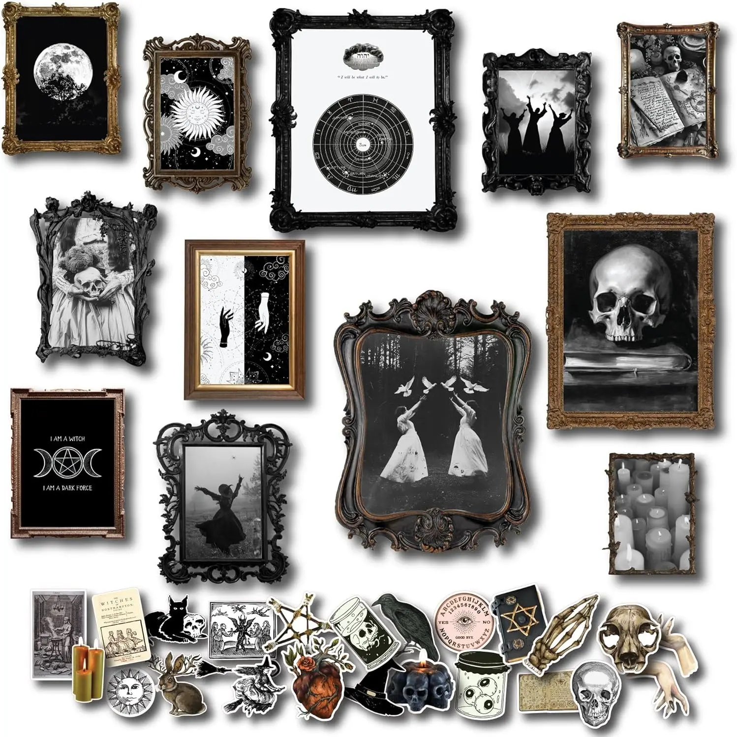 Witchy Home Decor Aesthetic - Witch Art Wall Decor, Dark Gothic Art Prints, Witch Painting Creepy Pictures, Wiccan Spooky Wall Decor (8x10 Unframed)