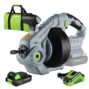 #Summervibes WORKPRO 20V Electric Drain Auger, 25Ft Plumbing Snake Drain Hair Removal Tool Set with 2.0AH Battery and Charger, Toilet Snake for Sewer, Bathroom, Sink, Drain Snake 3/4"-2" Pipe