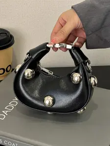 Women's Elegant Rivet Decorated Studded Decor PU Leather Handbag, Spring Sale Fashionable Solid Color Shoulder Bag, Casual Trendy Versatile High-Quality Commuter Bag