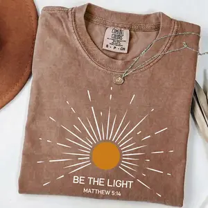 Comfort Colors Be The Light Christian T Shirt, Matthew 514 Bible Verse Tee, Faith Sunburst Shirt, Religious Graphic Tee, Jesus Lover Gift , Unisex Casual Graphic T-Shirts, Gift For Him, Gift For Her