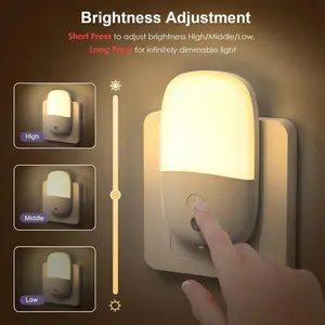 Dusk-to-Dawn Sensor LED Night Light - Dimmable, Foldable, Adjustable Lights, Energy-Saving Soft Glow Indoor Lamp for Bedroom Adults