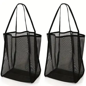 2 Pcs Mesh Beach Tote Bags – Large capacity transparent shoulder bags with durable handles. Lightweight and stylish for shopping, travel, beach, vacation and camping, versatile storage solution, Casual Trendy Bag, Trendy Tote Bag