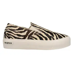 SeaVees Womens Baja Zebra Slip On Platform Sneakers Shoes Casual - Off White