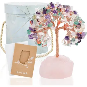 ZenBless 7 Chakra Healing Crystals Stones Tree of Life, Feng Shui Money Tree,Little Fake Bonsai Zen Spiritual Home Living Room Cubicle Office Desk Decor and Accessories for Women(Mix)